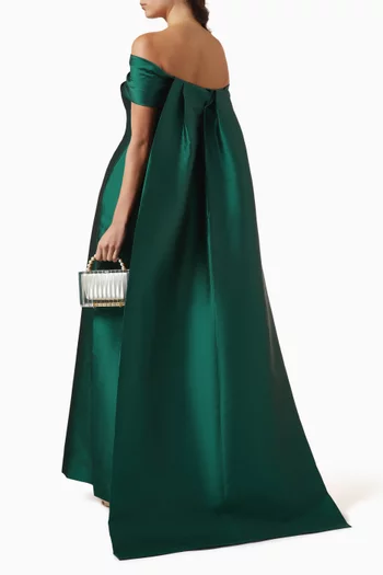 فستان سهرة بكاب وعقدة ملفوفة تفتا