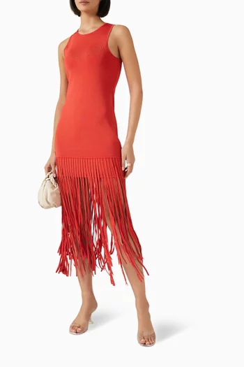 Margaux Fringe Midi Dress in Rayon