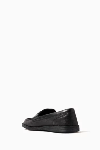Logo Plaque Loafers in Leather