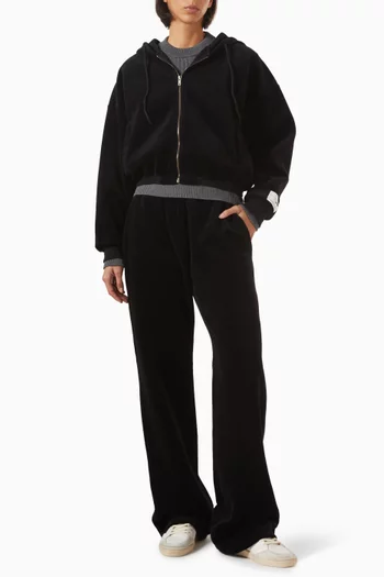 Velvet-effect Sweatpants in Cotton Blend