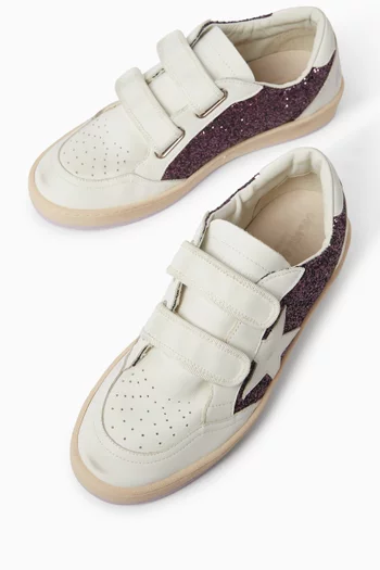 Teen Ball Star Glitter Sneakers in Leather