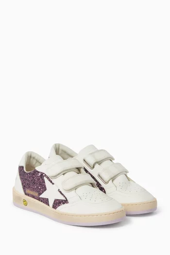 Teen Ball Star Glitter Sneakers in Leather