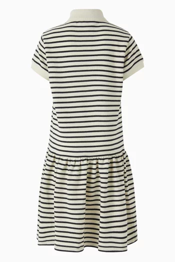 Striped Polo Midi Dress in Cotton-blend
