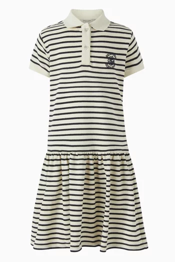Striped Polo Midi Dress in Cotton-blend