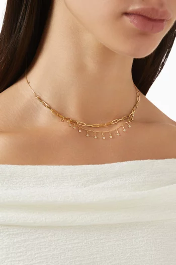 x Fozaza Bedouin Double Chain Necklace in 18kt Gold
