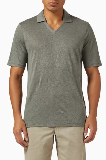 Johnny Collar Polo Shirt in Linen