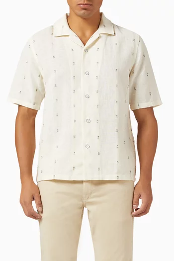 Avery Embroidered Shirt in Linen-blend
