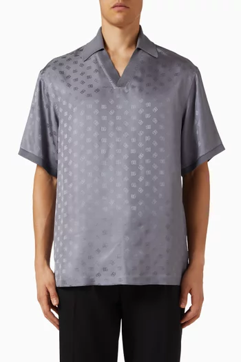 DG Logo Polo Shirt in Silk-jacquard
