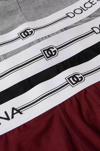 Logo Boxer Briefs in Stretch Cotton, Set of 3