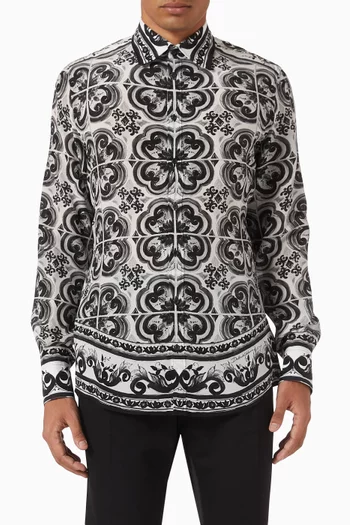 Majolica-print Martini-fit Shirt in Cotton
