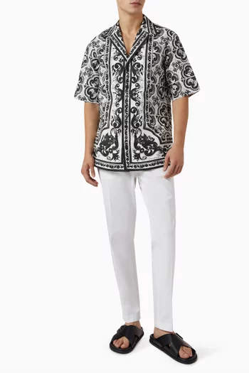 Printed Shirt in Cotton Poplin