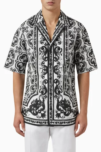 Printed Shirt in Cotton Poplin