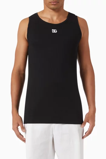 Logo Embroidered Tank Top in Cotton
