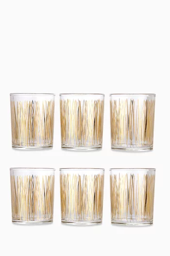 Tamrah Glass Golden Striped Cups, Set of 6