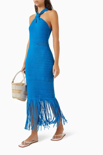 Sanchez Fringe Knit Dress in Rayon Blend