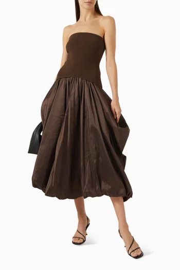 Izzy Gathered Dress in Taffeta