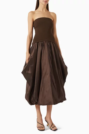 Izzy Gathered Dress in Taffeta