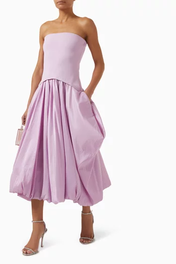 Izzy Gathered Dress in Taffeta