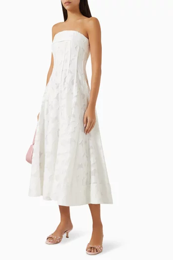 Imogen Bustier Midi Dress in Jacquard