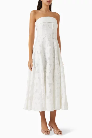 Imogen Bustier Midi Dress in Jacquard