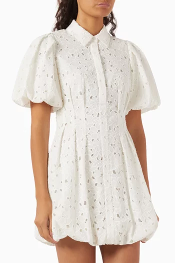 Cleo Broderie Anglaise Mini Dress in Cotton