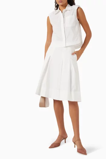 Samantha Pleated Midi Skirt in Cotton