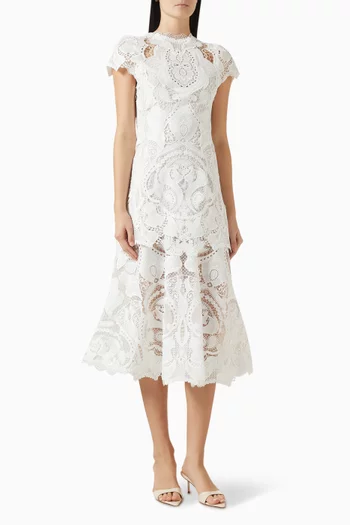 Signature Laura Midi Dress in Lace Guipure