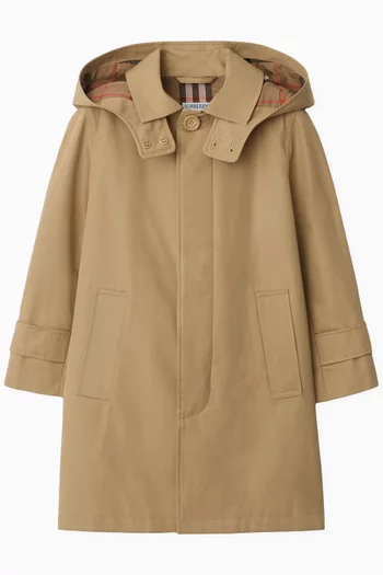 Hooded Trench Coat in Cotton