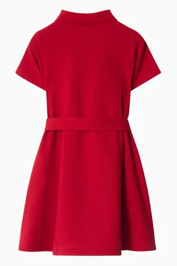 فستان بياقة بولو قطن بيكيه بطبعة الدب توماس