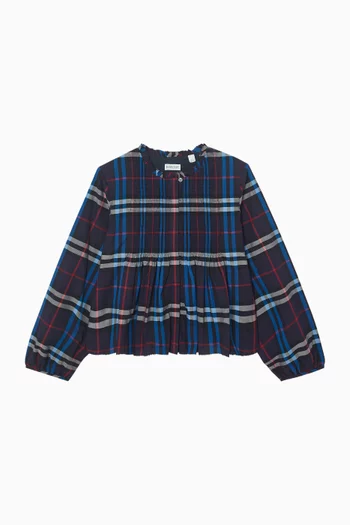 بلوزة بنقشة مربعات قطن بوبلين