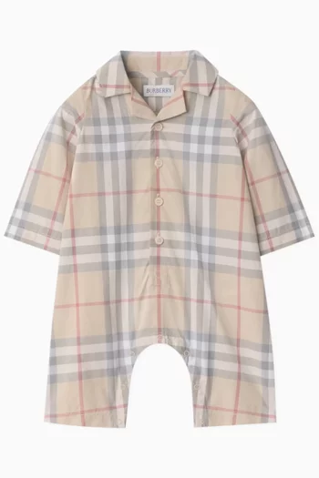 Checked Romper in Cotton