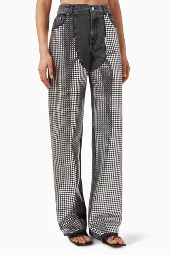 Mirror-embellished Jeans in Organic Cotton Denim
