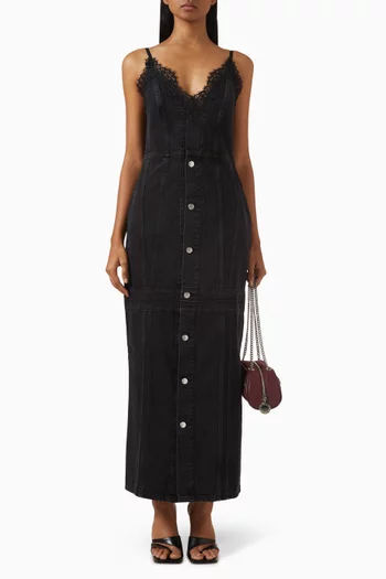 Lace-trim Dress in Organic Cotton Denim