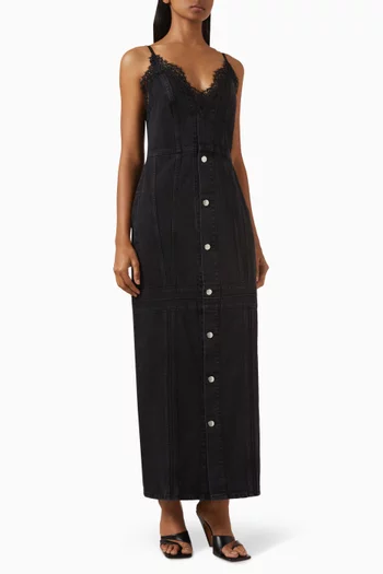Lace-trim Dress in Organic Cotton Denim