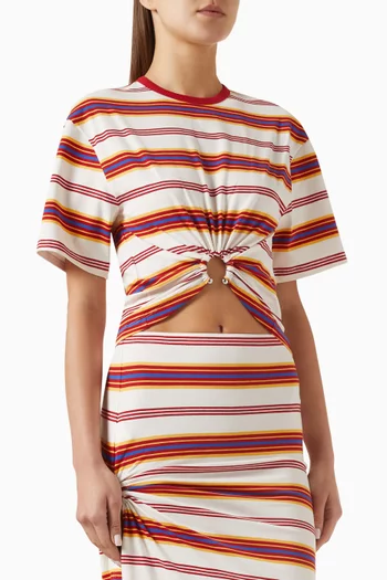 Striped Cropped T-shirt in Cotton