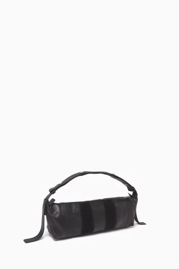 Snap Baguette Shoulder Bag in Nappa & Suede