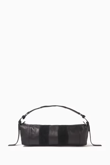 Snap Baguette Shoulder Bag in Nappa & Suede