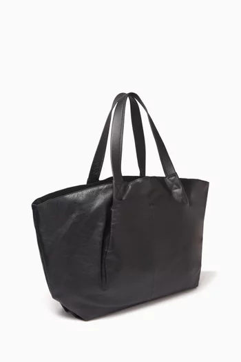 Large Pleat Tote Bag in Leather