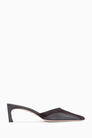 Pointed 55 Mules in Suede & Nappa Leather