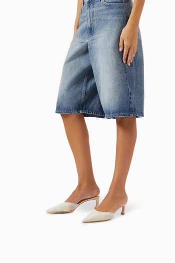 Pointed 55 Mules in Suede & Nappa Leather