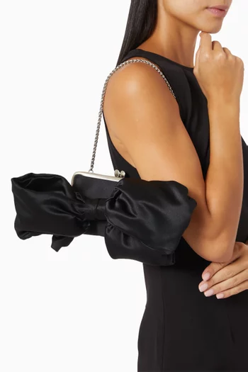 Big Bow Hold Me Clutch in Satin