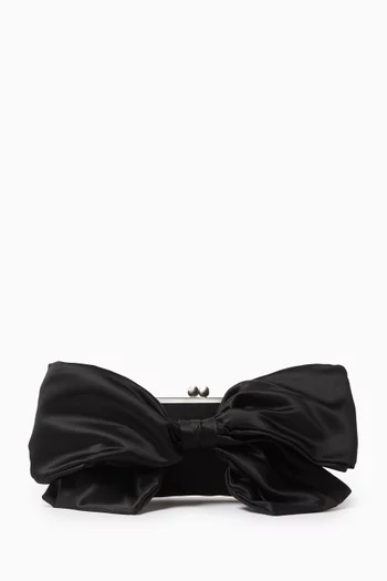 Big Bow Hold Me Clutch in Satin