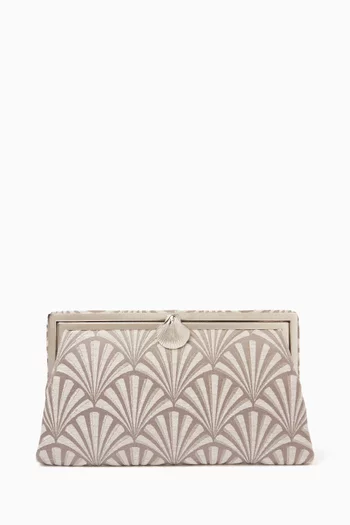 Scallops Grace Clutch in Woven Fabric