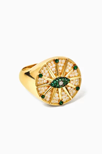 O'hara Diamond & Emerald Ring in 18kt Gold