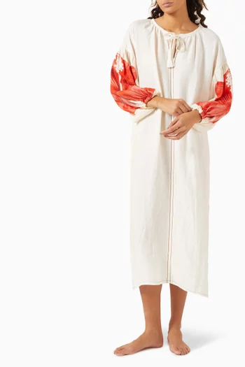 Blouson-sleeve Kaftan in Linen