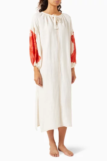 Blouson-sleeve Kaftan in Linen