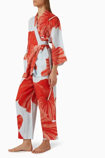 Wrap Top & Pants Set in Linen