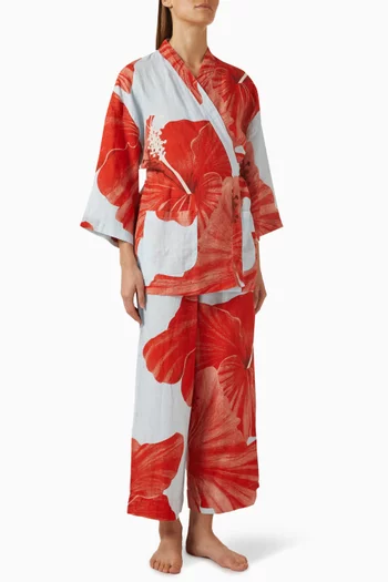 Wrap Top & Pants Set in Linen