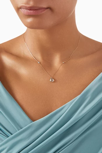 Topaz Pear and Diamond Bezel Necklace in 14kt Yellow Gold