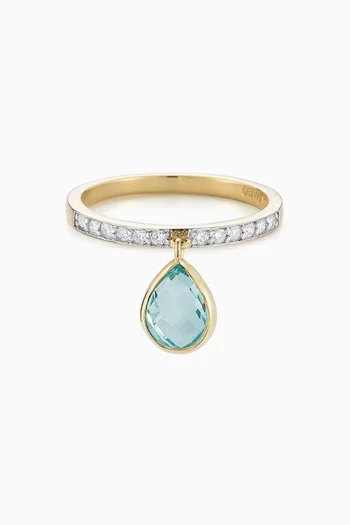 Topaz Pear Dangle Ring in 14kt Yellow Gold